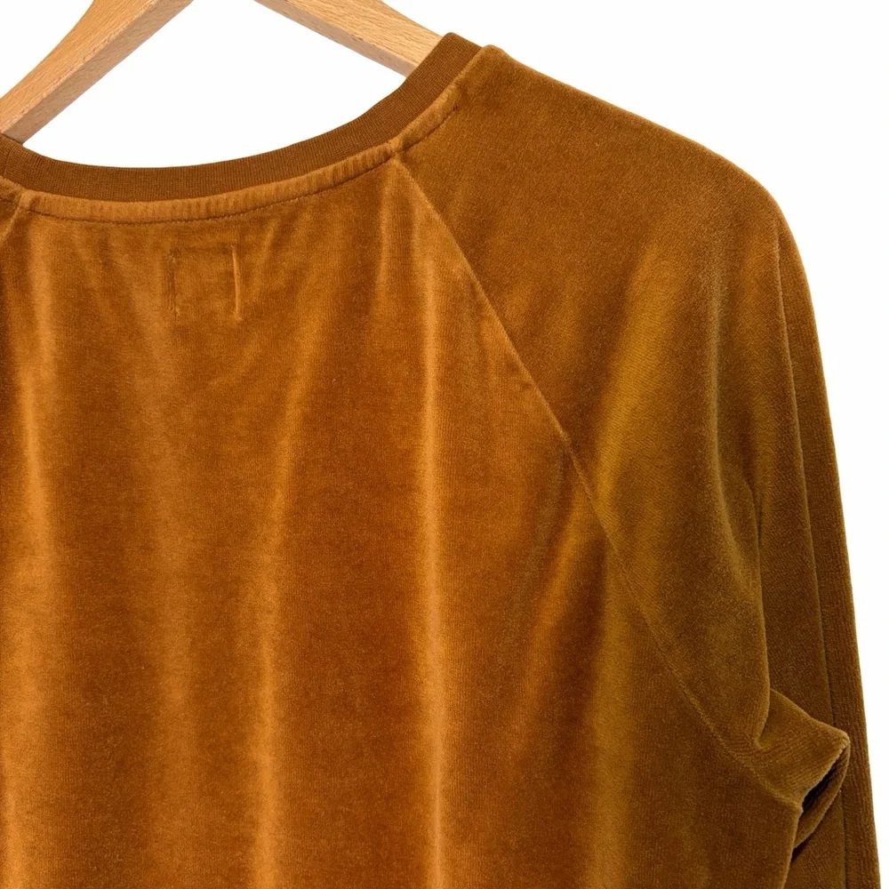 GAP Velour Crewneck Sweatshirt Velvet in Bright Brown, Size S - Picture 8 of 12